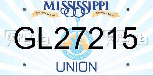 GL27215 Mississippi License Plate