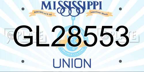 GL28553 Mississippi License Plate
