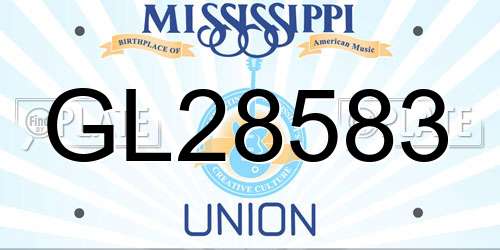 GL28583 Mississippi License Plate