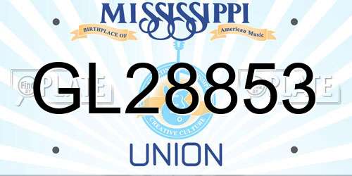 GL28853 Mississippi License Plate