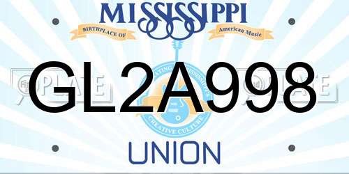 GL2A998 Mississippi License Plate