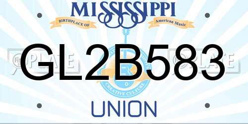 GL2B583 Mississippi License Plate