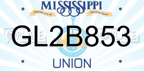 GL2B853 Mississippi License Plate