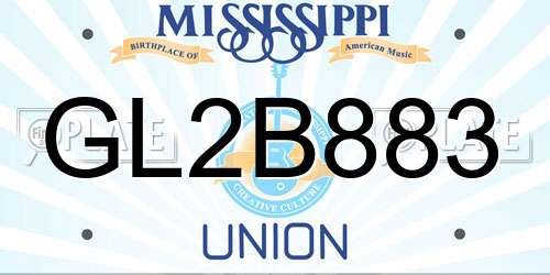 GL2B883 Mississippi License Plate