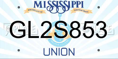 GL2S853 Mississippi License Plate