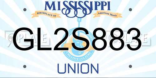 GL2S883 Mississippi License Plate