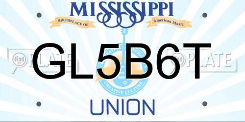 GL5B6T Mississippi License Plate