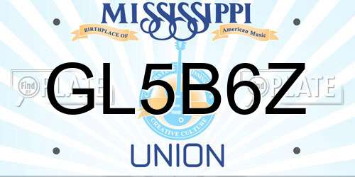 GL5B6Z Mississippi License Plate