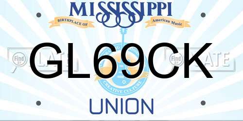 GL69CK Mississippi License Plate