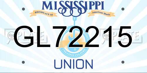 GL72215 Mississippi License Plate