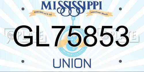 GL75853 Mississippi License Plate