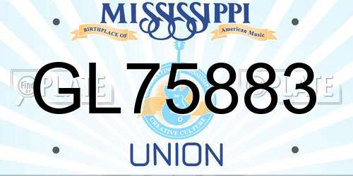 GL75883 Mississippi License Plate