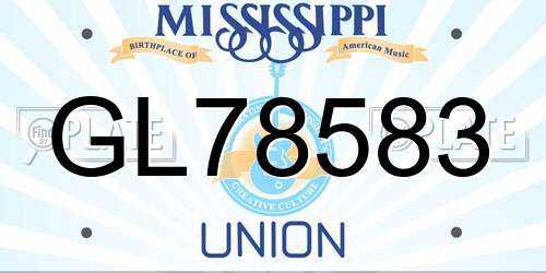 GL78583 Mississippi License Plate
