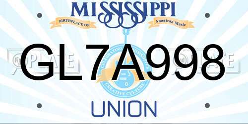 GL7A998 Mississippi License Plate