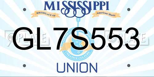 GL7S553 Mississippi License Plate