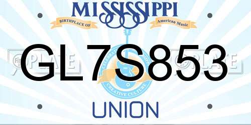 GL7S853 Mississippi License Plate