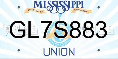 GL7S883 Mississippi License Plate