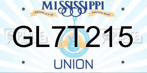 GL7T215 Mississippi License Plate