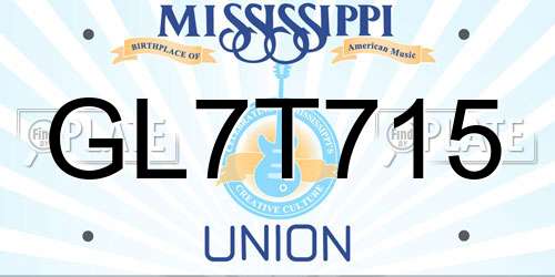 GL7T715 Mississippi License Plate