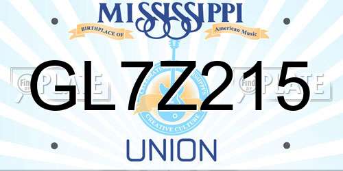GL7Z215 Mississippi License Plate