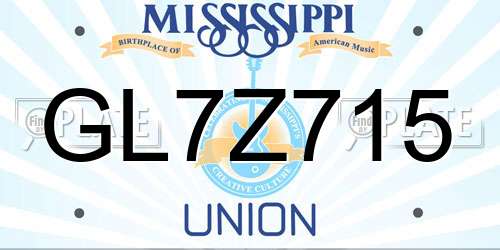 GL7Z715 Mississippi License Plate