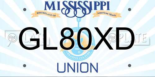 GL80XD Mississippi License Plate
