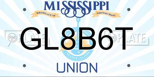 GL8B6T Mississippi License Plate