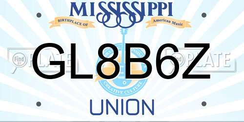 GL8B6Z Mississippi License Plate
