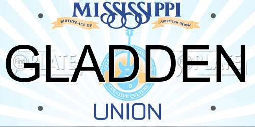 GLADDEN Mississippi License Plate