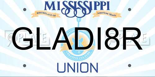 GLADI8R Mississippi License Plate