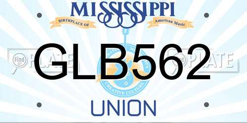 GLB562 Mississippi License Plate