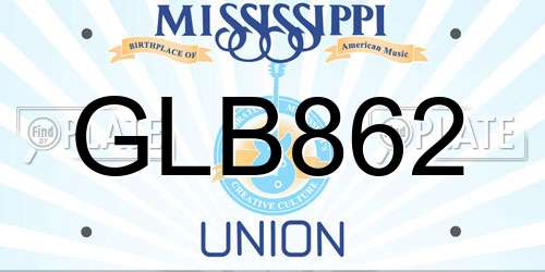 GLB862 Mississippi License Plate