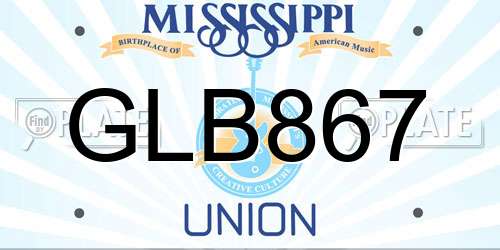 GLB867 Mississippi License Plate