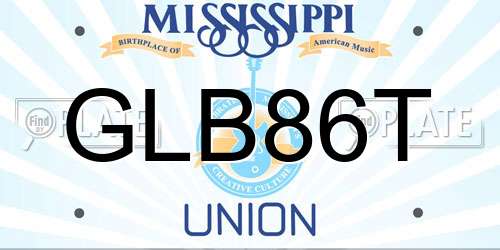 GLB86T Mississippi License Plate