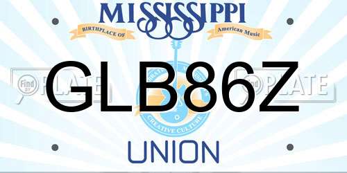 GLB86Z Mississippi License Plate