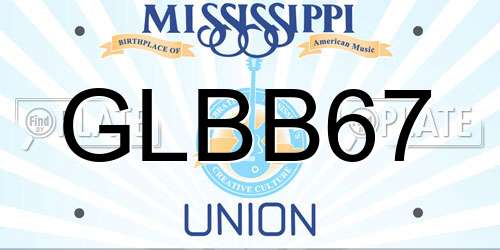 GLBB67 Mississippi License Plate