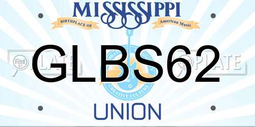 GLBS62 Mississippi License Plate