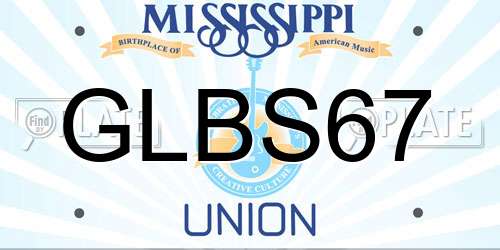 GLBS67 Mississippi License Plate