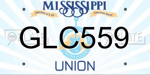GLC559 Mississippi License Plate
