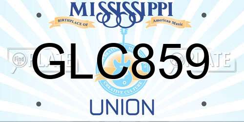 GLC859 Mississippi License Plate
