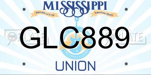 GLC889 Mississippi License Plate
