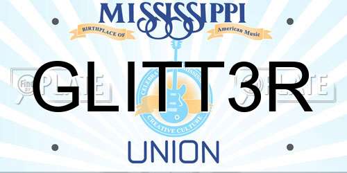 GLITT3R Mississippi License Plate