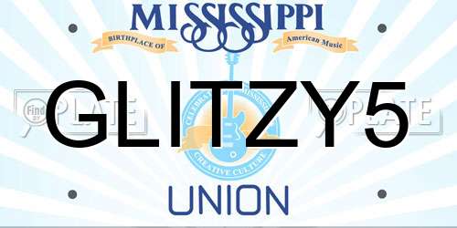 GLITZY5 Mississippi License Plate