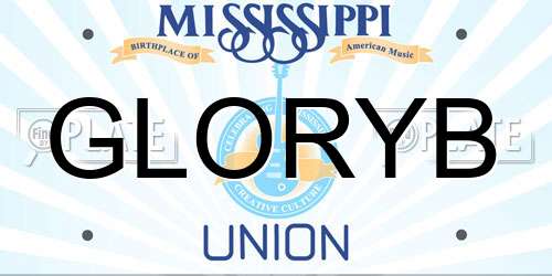 GLORYB Mississippi License Plate