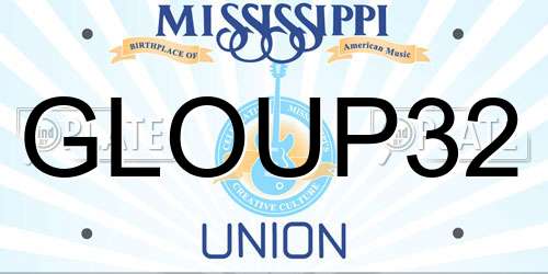 GLOUP32 Mississippi License Plate