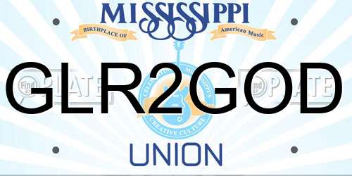 GLR2GOD Mississippi License Plate