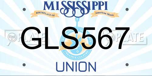 GLS567 Mississippi License Plate