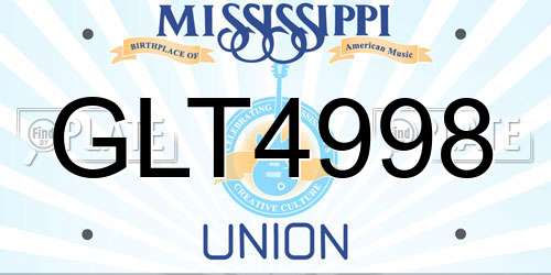 GLT4998 Mississippi License Plate