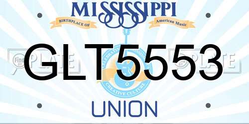 GLT5553 Mississippi License Plate