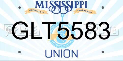 GLT5583 Mississippi License Plate